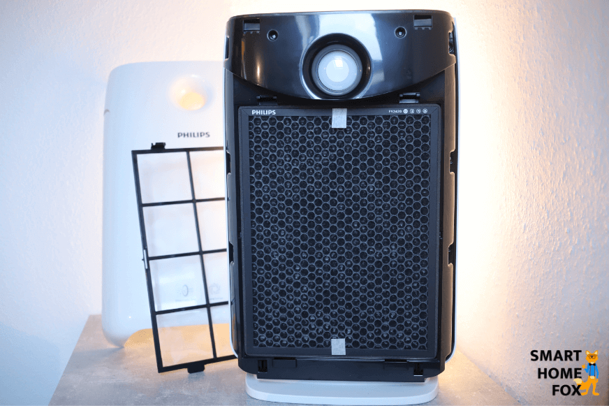 Der Aktivkohlefilter ist im Philips AC2889/10 Luftreiniger eingesetzt